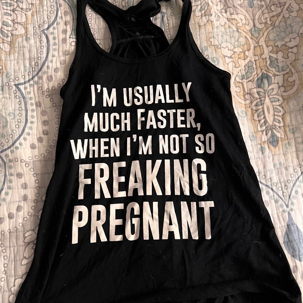 Funny running maternity tank